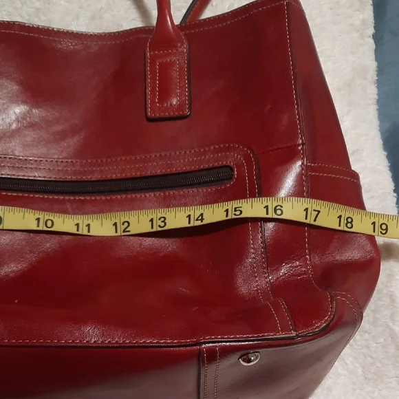 Fossil Deep Red Leather Vintage Business Tote Bag - Picture 8 of 12